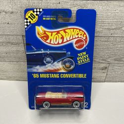 Vintage Hot wheels Red ‘1965 Ford Mustang Convertible / New Paint Style • Die Cast Metal  • Made in Malaysia