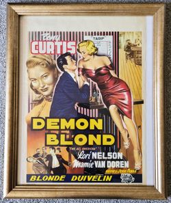 Demon Blond (Tony Curtis, Mamie Van Doren) Vtg Belgian Framed Movie Poster Universal