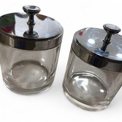 Glass Canisters with Chrome Lids – Set of 2