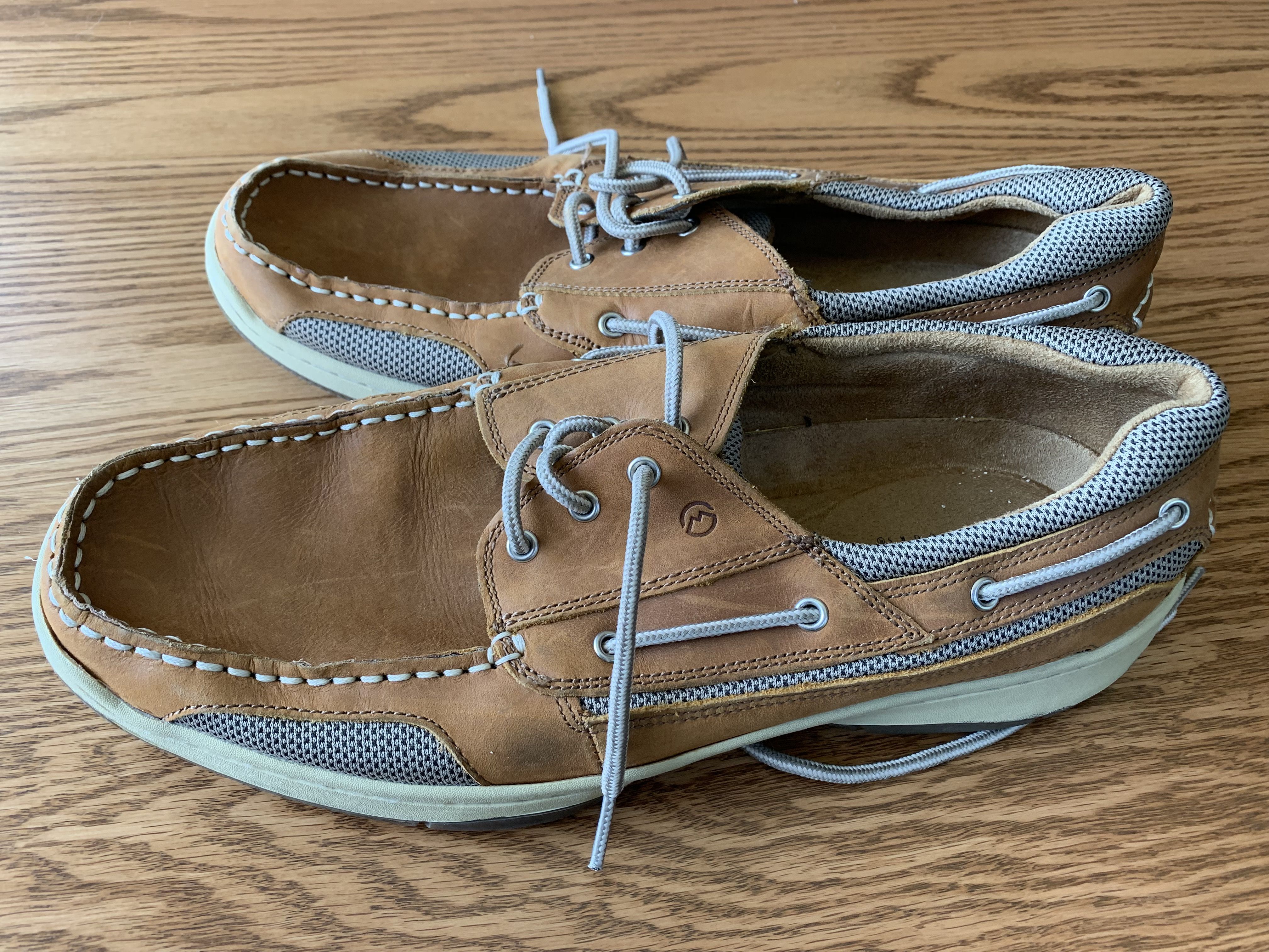 Magellan Outdoors Men's 13 Laguna Madre Boat Shoes FWMFMC2023 Tan Leather - EUC