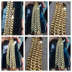 14K Gold Plated Flat Ribbed Cuban Necklace