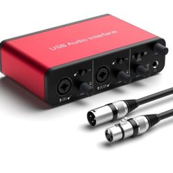 USB Audio Interface 2i2 Audio Interface Microphone Preamps with 48V Phantom Power 24 Bit Support Smartphone/Tablet/Computer and Other Equipment Record