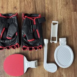 Wii Sports Accessory Bundle - Tennis, Golf, Ping Pong & Boxing Gloves - AS-IS Condition