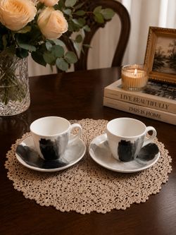 Modern Espresso Cup & Saucer Set – Set of 2