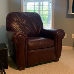 Brown leather recliner