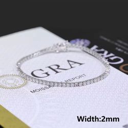 2mm Silver Moissanite Tennis Bracelet 