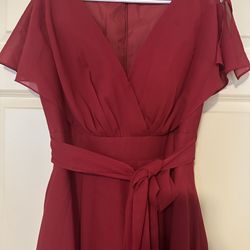 Chiffon/Satin Burgundy Dress - Size 12