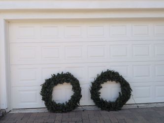 Set of 2 XL 38 INCH Artificial Christmas Wreaths with blue LED lights