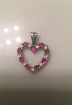 Diamond and Ruby Heart Pendent