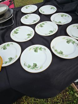 8 Vintage Sone China Moss Ivy Pattern Salad Plates Fine China 