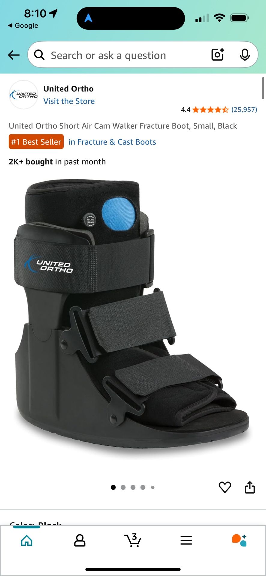 United Ortho Short Air Cam Walker Fracture Boot Small