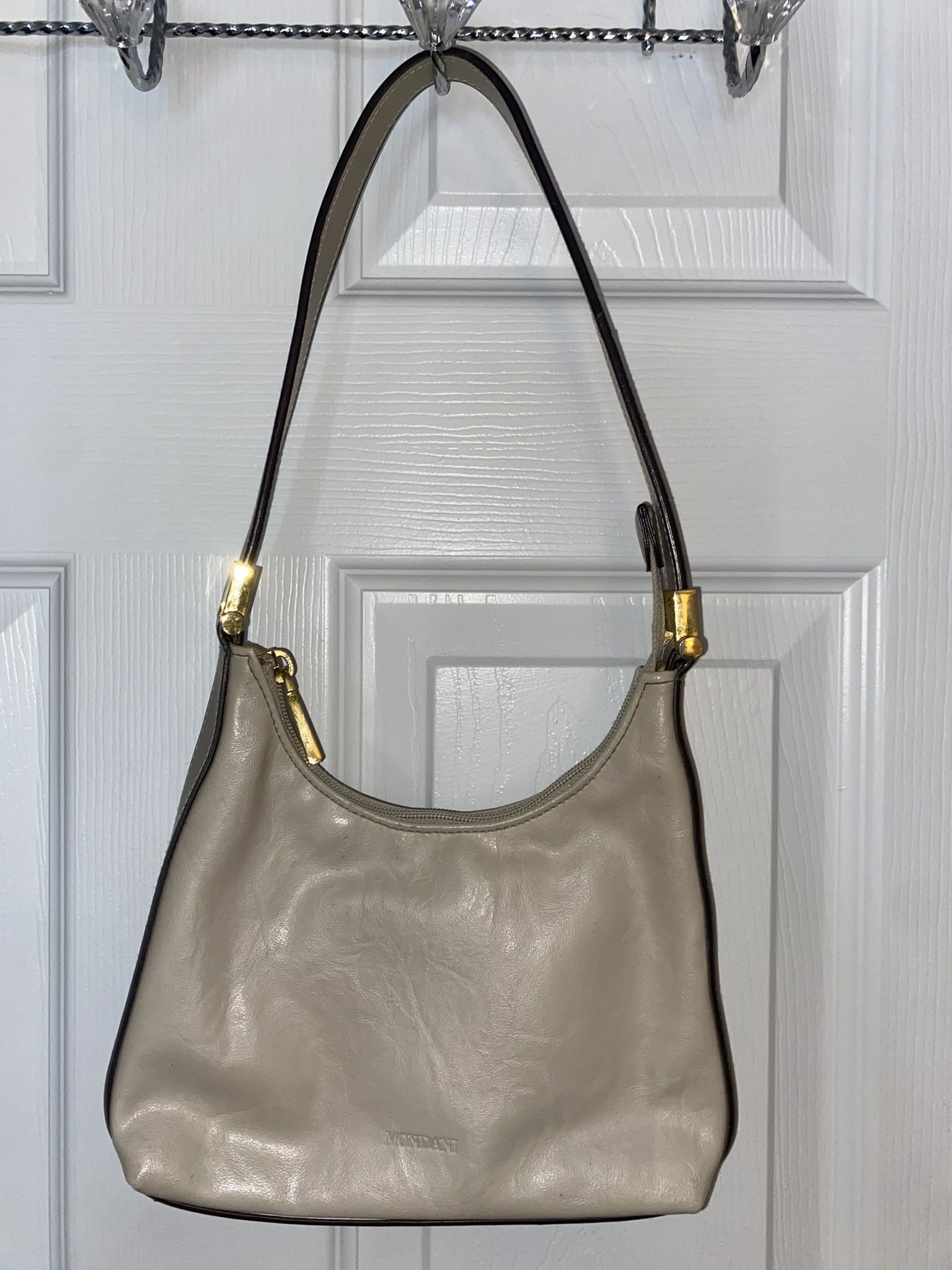 Mondani Taupe Shoulder Bag w/ Gold Accents