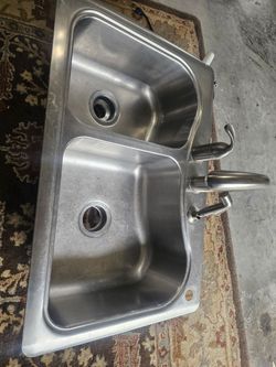 Double Basin Sink & faucet + new filtered water faucet & food waste disposer