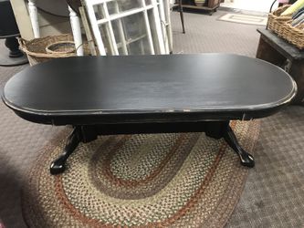 Black Distressed oval coffee table