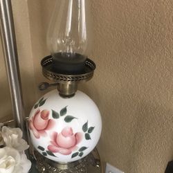 Vintage Hurricane Lamp As Pictured Brass Base 