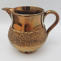 Antique English Granulated Sand Band Copper Luster Mini Pitcher