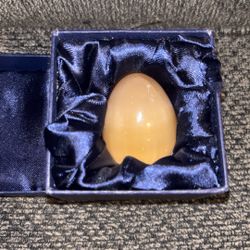 Golden Glow Honey Calcite Egg – Polished Stone in Satin Gift Box