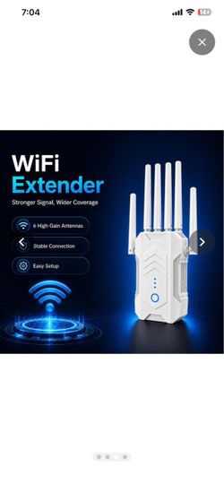 WiFi Extender Signal Booster for Home with 6 Antennas, Internet Booster