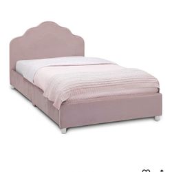 Delta Children Upholstered Twin Bed, Rose Pink velvet