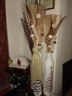 3 metal floor vases