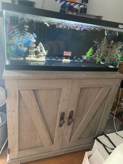 20 gallons Fish tank ，wood aquarium stand with storage