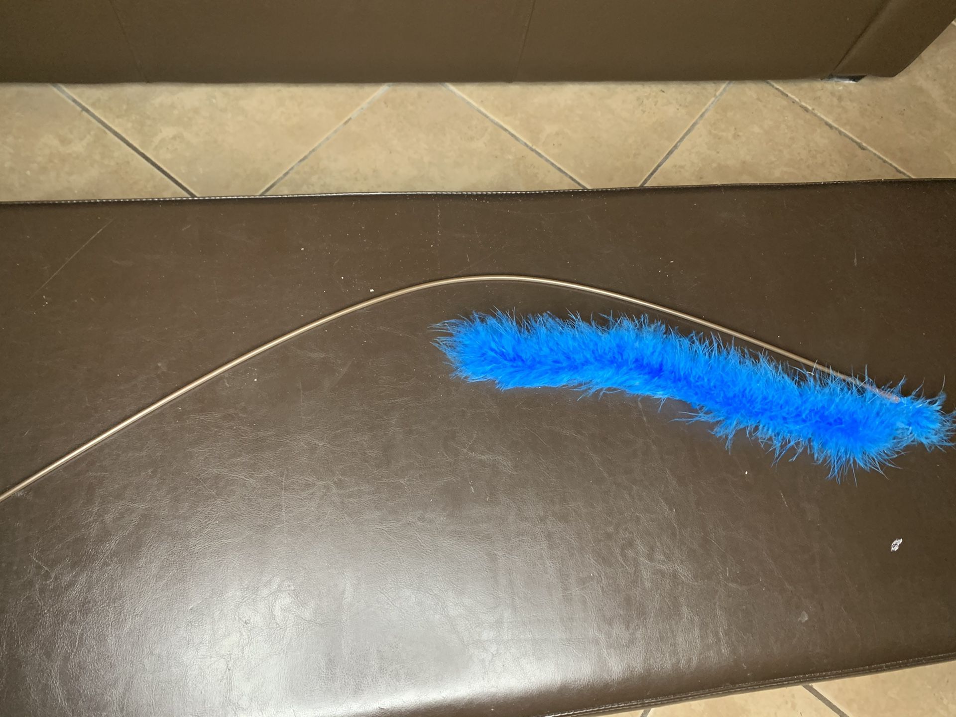 long blue cat feather stick toy