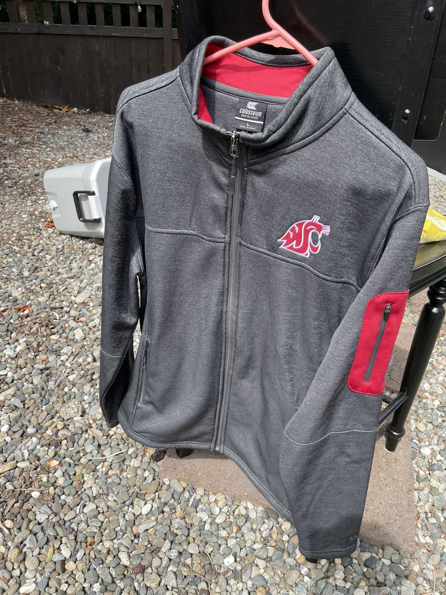 Washington State Cougars Colosseum Men Full-Zip Jacket- Heather Charcoal Size L