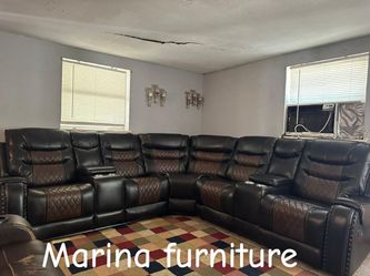 Large Leather Reclining Sectional Sofa