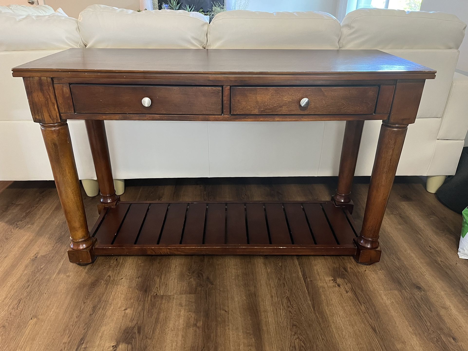 Solid Wood Console Table with Drawers & Shelf - $40
