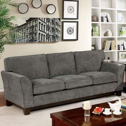 GRAY TIGHT WOVEN CHENILLE FABRIC SOFA COUCH - SILLON
