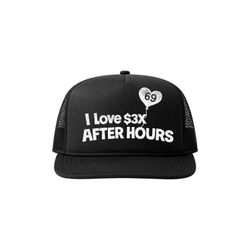 Black Trucker Hat with White I Love $3x AFTER HOURS