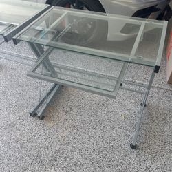 Glass Top Computer Desk. 2 Pieces