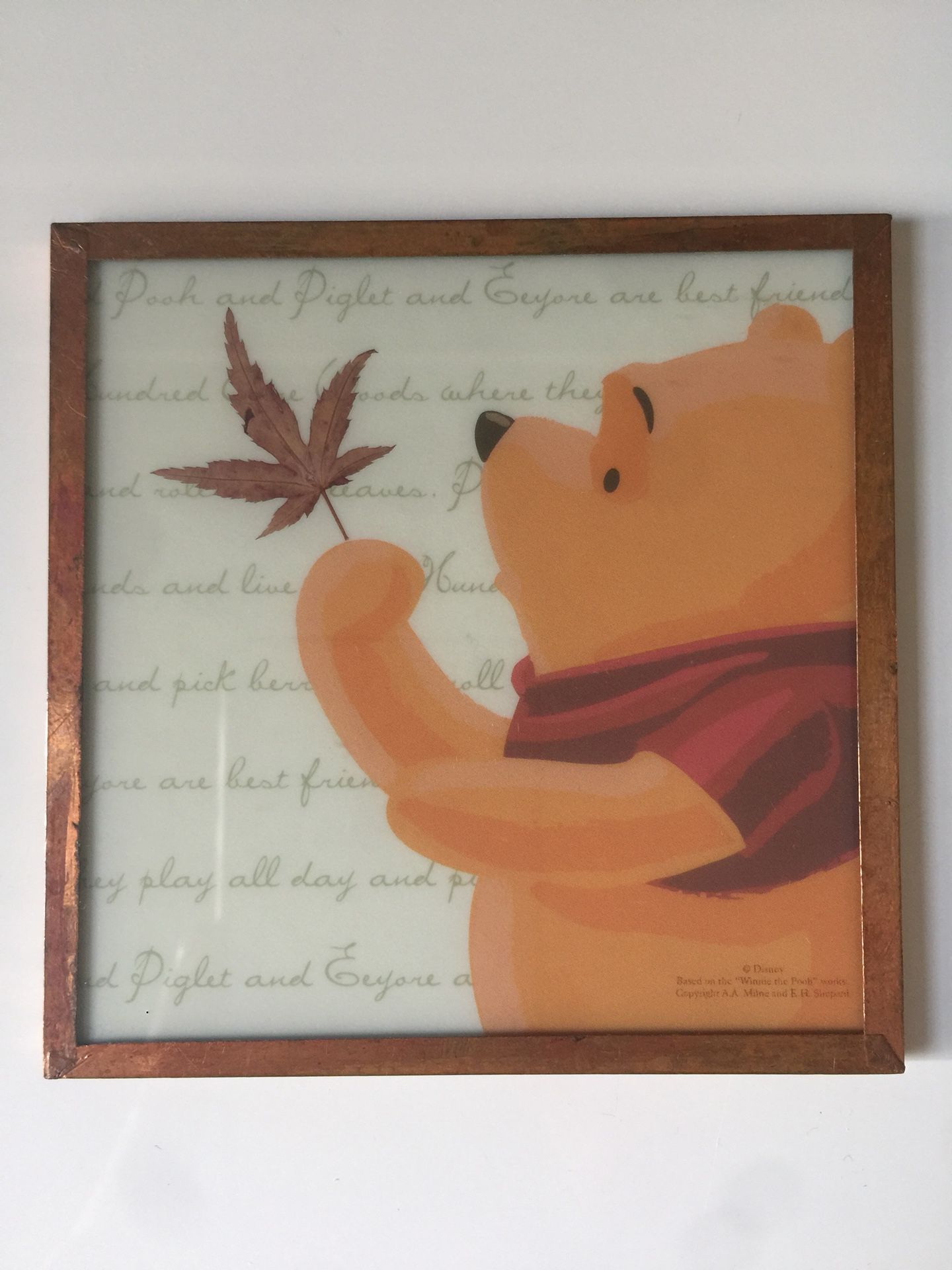 Fall / Autumn Decor - Framed Glass Winnie the Pooh Coasters/ Tile Set