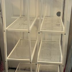 2 Ladder Bookcase 4 Tiers Metal White
