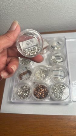 Jewelry making busy bee box , supplies ( 12 round containers