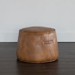 MITCHELL OTTOMANS - TOBACCO TAN FAUX LEATHER (2 AVAILABLE, SOLD INDIVIDUALLY OR AS A PAIR)

