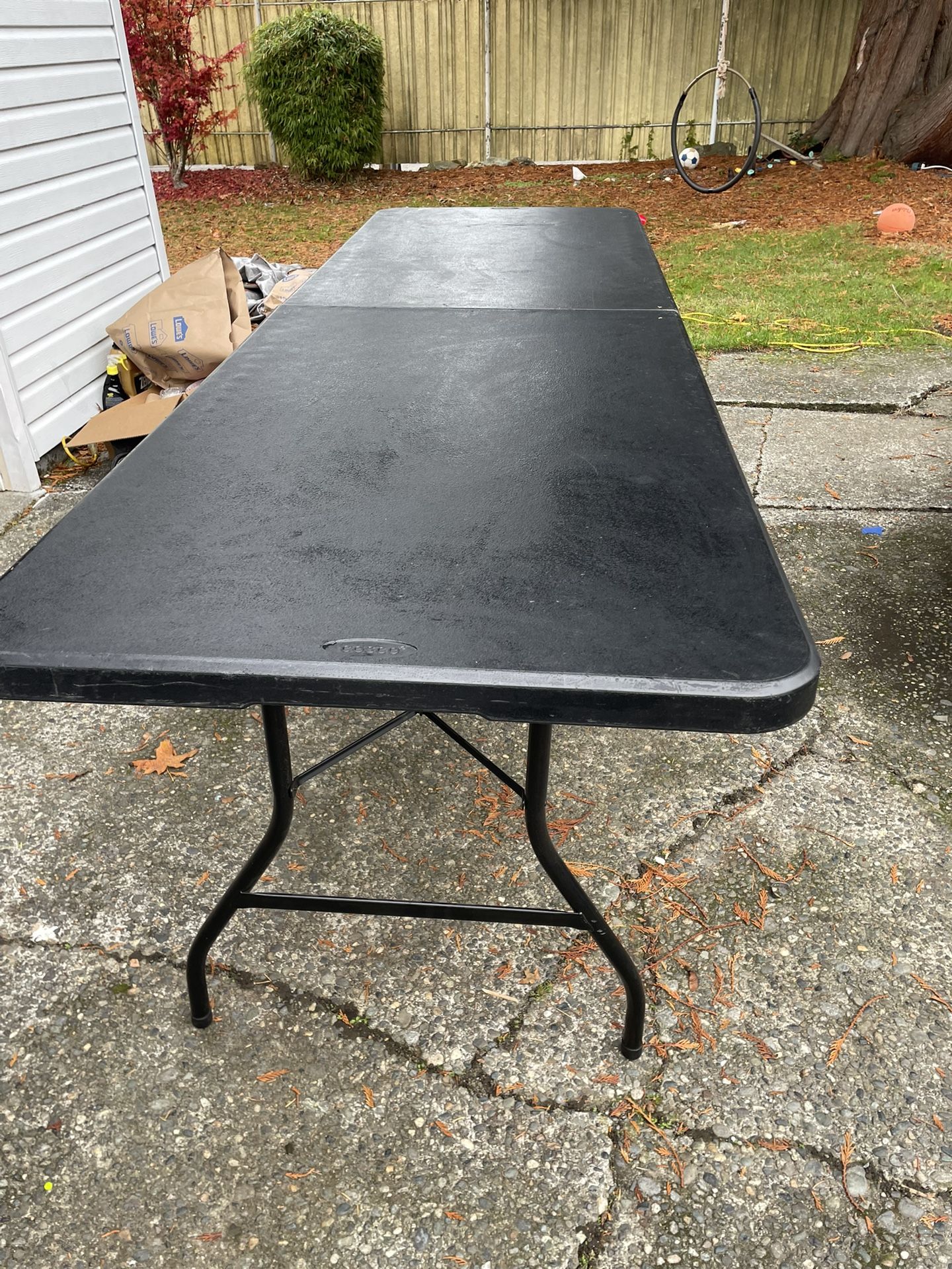 8 Ft. Folding Cosco Table Plastic for Camping, Picnics, Parties, High Load Bearing, Black