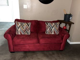 Red Suede Couches
