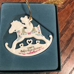 Rare Lenox 1996 - Baby’s First Christmas  Rocking Horse