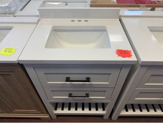Autumn 24 in. Single Sink Freestanding White Bath Vanity with White Engineered Stone Top