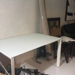 Adjustable Frosted White Table Sets 8 People