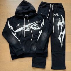 Hell star set black and white sweat pants & hoodie Sizes S/M/L/XL