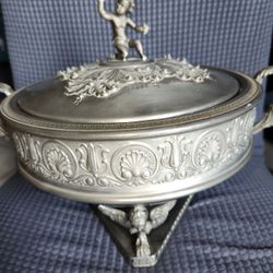 Pewter footed decorative bowl