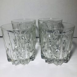 Vintage Crown Royal Starburst Pattern Whiskey Glasses Barware Set Of 4 Made In Italy