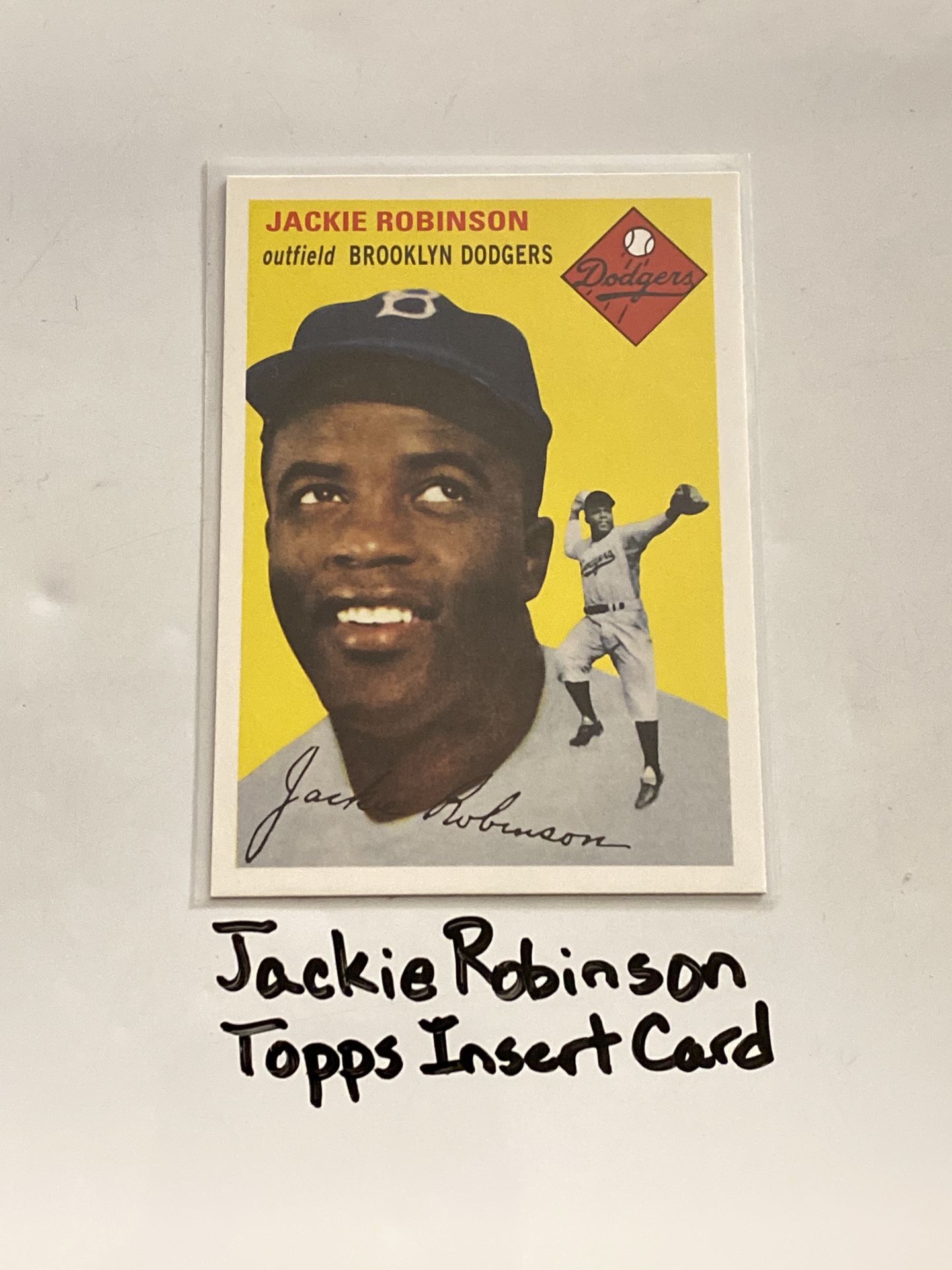 Jackie Robinson Brooklyn Dodgers Hall of Fame 2nd Baseman Topps Short Print Insert Card.