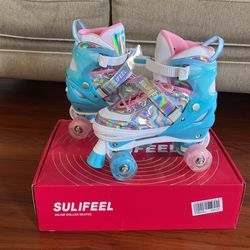 Girl Light Up Rainbow Unicorn Roller Skates