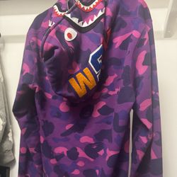 AUTHENTIC Purple Bape Zip Up Hoodie size Large 