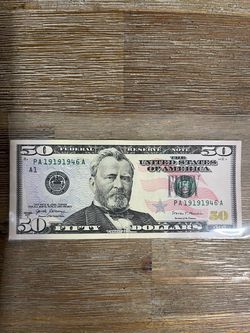 US $50 Bill Tombstone Note Serial Number Series 2017A