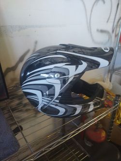 Motocross Full-Face Helmet Black White