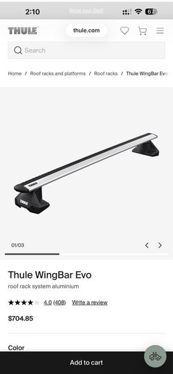 Thule WingBar Evo roof rack system aluminium - naked roof
